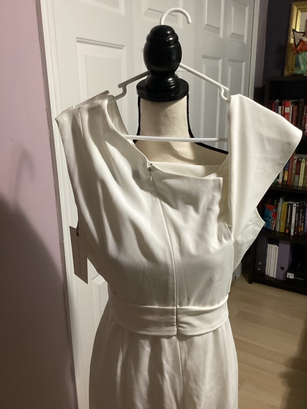 Lavish Alice Cream Straight Leg Jumpsuit with Draped Neck - Picture 4 of 4